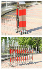 Mobile Expandable Retractable Traffic Barrier - 2.5 to 20m Stainless Steel Folding Gate with Wheels for Outdoor Industrial Safety Solutions