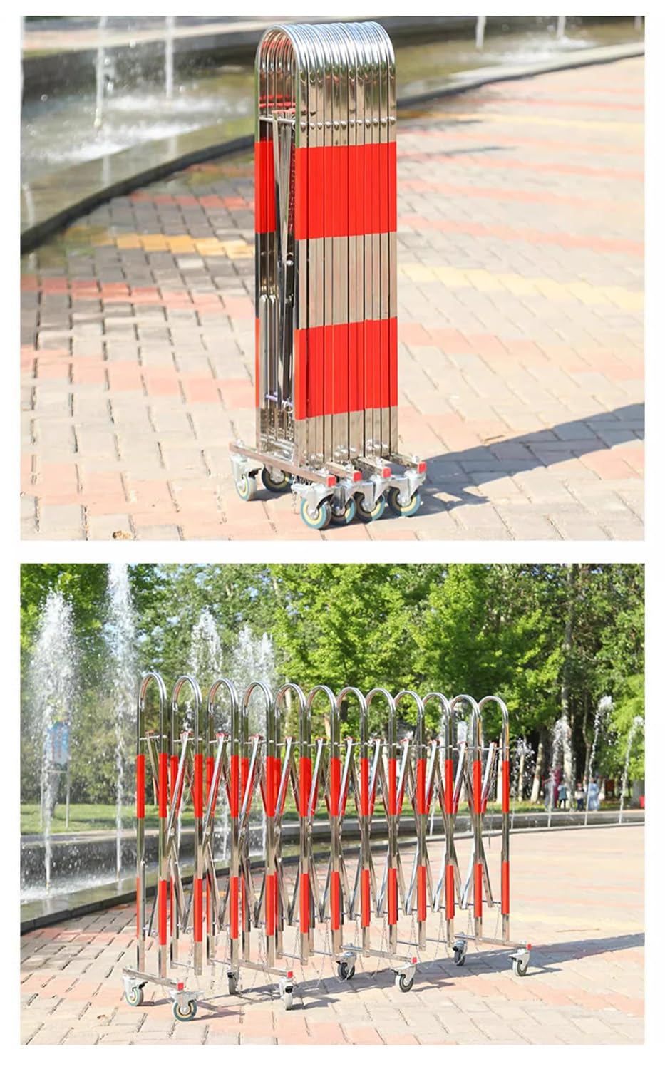 Mobile Expandable Retractable Traffic Barrier - 2.5 to 20m Stainless Steel Folding Gate with Wheels for Outdoor Industrial Safety Solutions