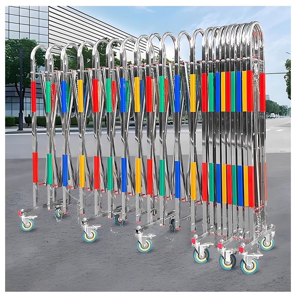 Expandable Folding Door Gate - Mobile Safety Barrier with Casters, Stainless Steel Traffic Fence for Warehouse, Garage, Driveway (1.3x8m) - Versatile, Durable & Space-Saving Solution