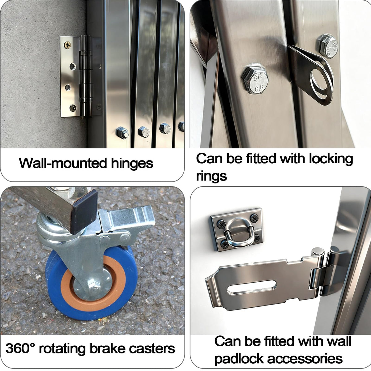 Mobile Stainless Steel Expandable Barrier with Reflective Stripes - Durable Safety Fence for Playgrounds, Parks, Garages - Portable and Easy to Set Up (Blue, 1.2x4.5m)