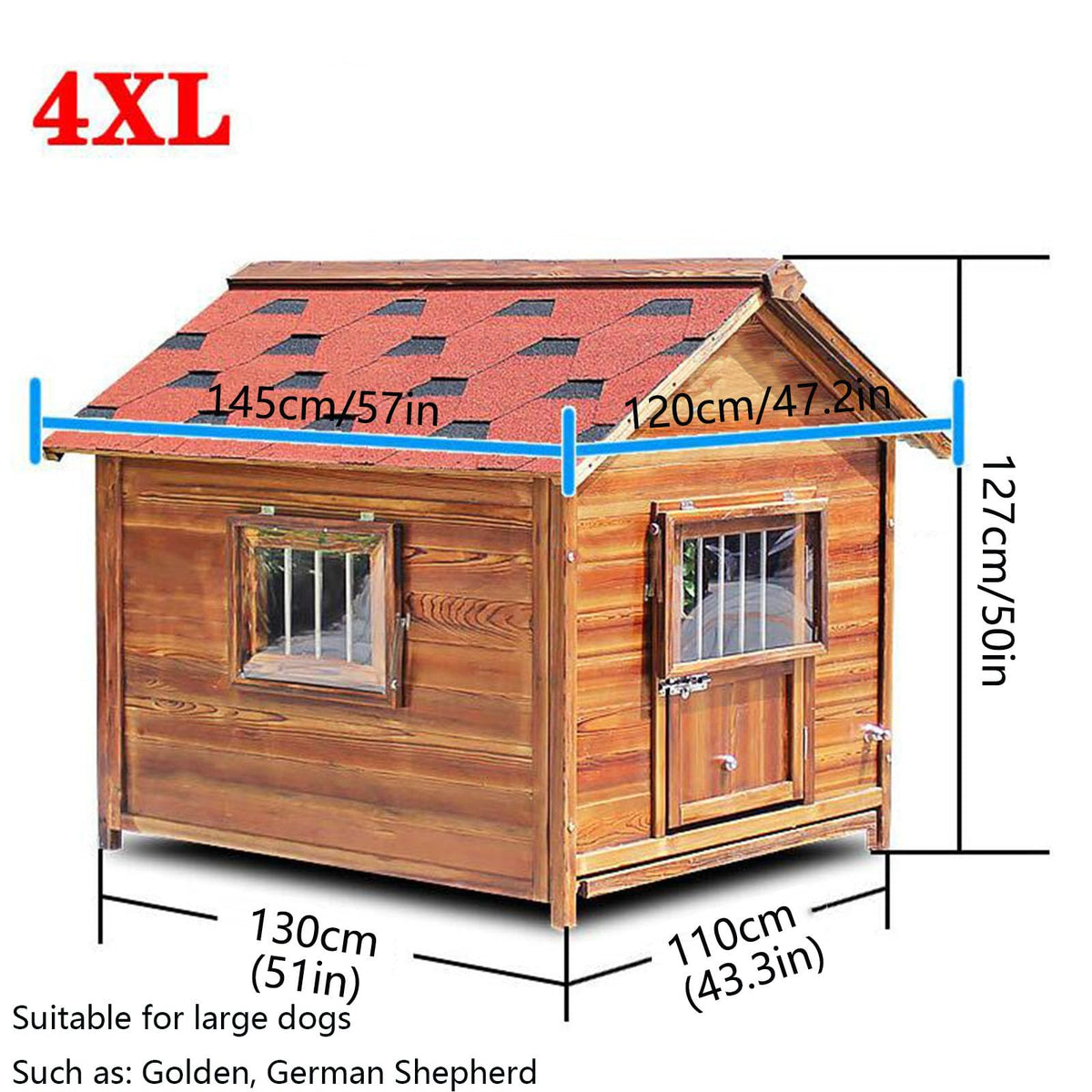 Home Wooden Dog Kennel,Pet Luxury Dog House, Log Cabin Dog House,Dog Kennel Indoor Outdoor, Dog Cage for Small,Medium,Large Dogs,XXXXL