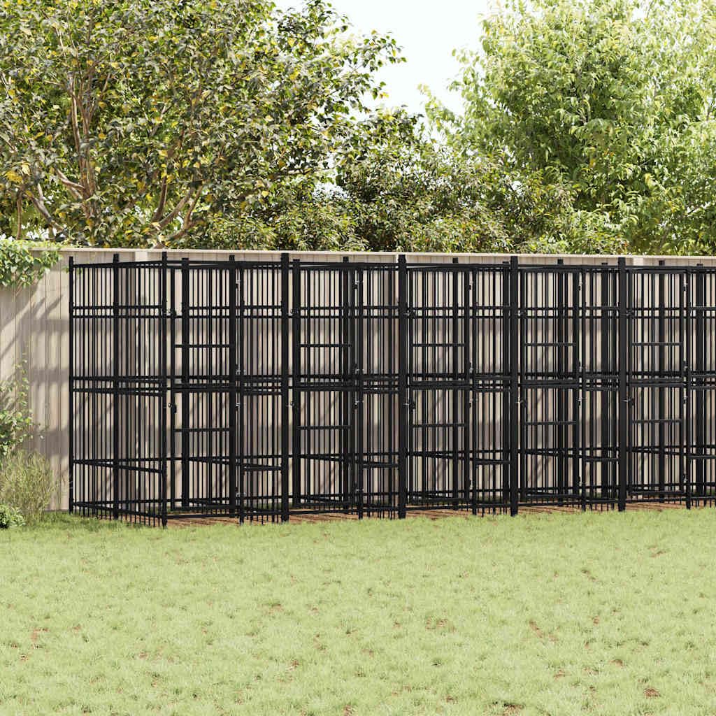 Metal Dog Kennel - Outdoor Exercise Playpen, 302.4x75.6x78.7 in