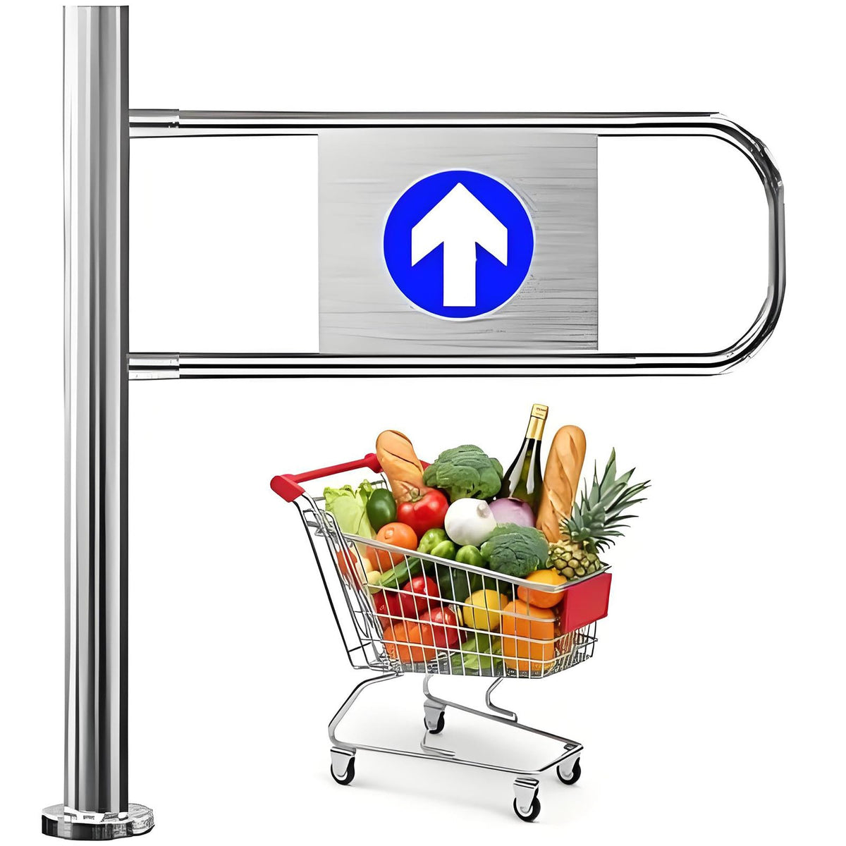 One-Way Traffic Door，Automatic Rebound Swing GateAutomatic Metal Safety Barrier - 60x100 cm Spring-Loaded Swing Gate for Supermarkets & Warehouses, Ideal for Pedestrian Access, Security, Cro