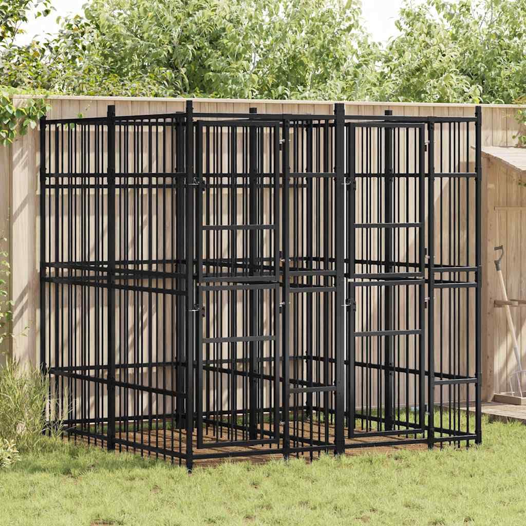Metal Dog Kennel - Outdoor Exercise Playpen, 302.4x75.6x78.7 in
