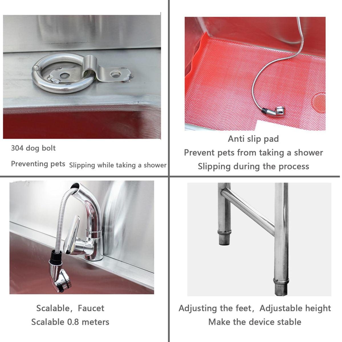 Professional Stainless Steel Pet Dog Grooming Bath Tub Outside Dog Washing Station Large Dog Bathtub Sliding Door for Large Pet Dogs Home Commercial