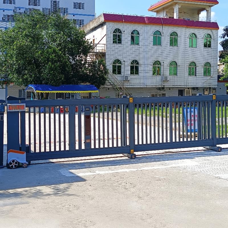 QIGONG Automatic Aluminum Sliding Gate, Wall Mount, 63x39 Inches, 15 Pounds, Retractable Security Barrier for Industrial Driveway Entry