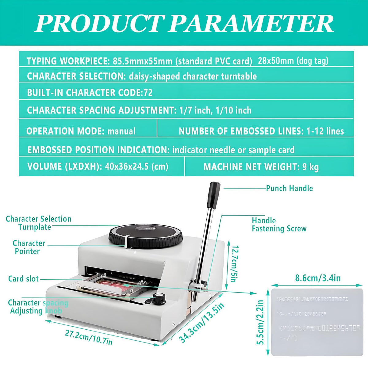 Manual Dog Tag Embosser Machine - Emboss 72 Characters - Includes 30 Aluminum Tags & PVC Card - Perfect for Custom Pet ID Tags & Personalization