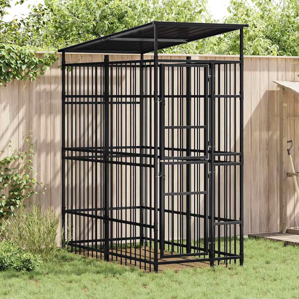 Large Outdoor Dog Kennel, Heavy Duty Powder-Coated Steel Pet Playpen for Backyard, Durable Enclosure for Dogs, Cats and Small Animals, 153.9 x 78.7 x 89.8 Inches