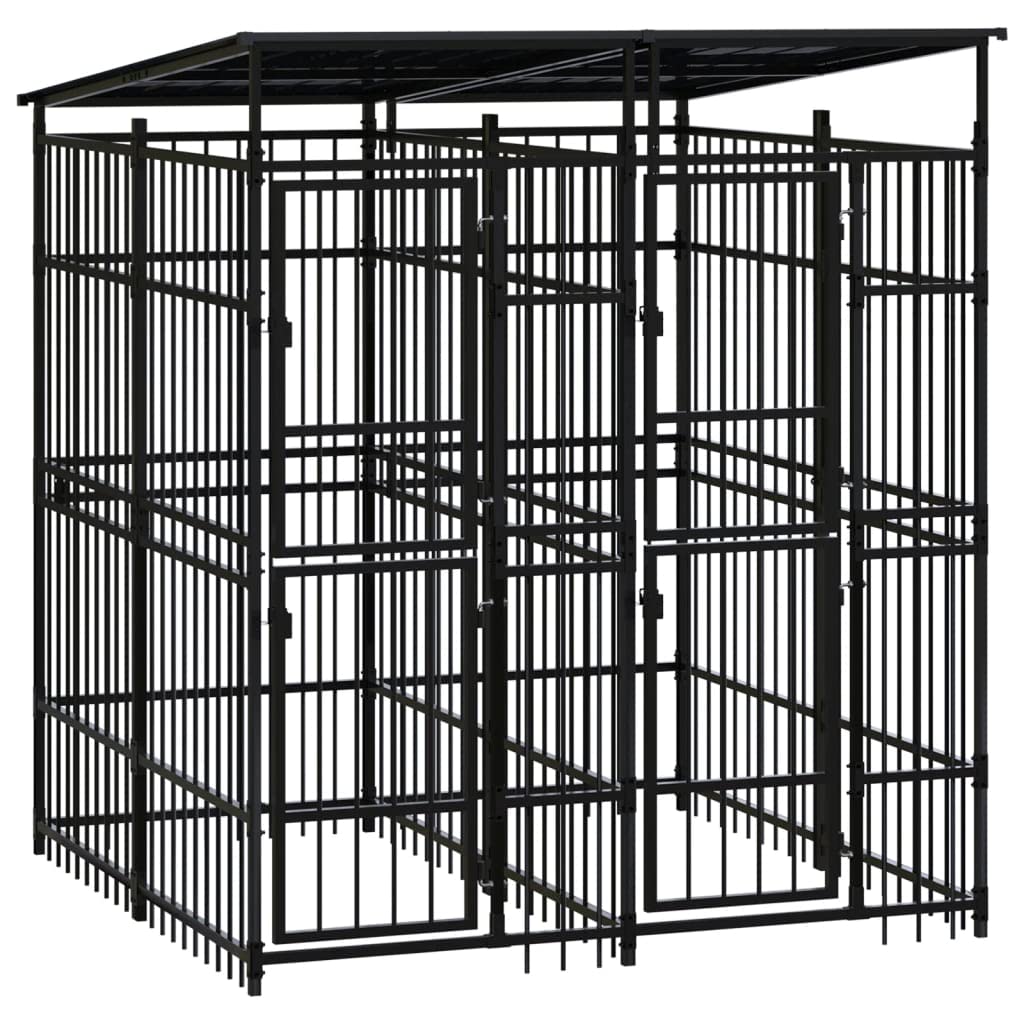 Dog Kennel Enclosure Houses Outside, Black Powder-Coated Steel Cage, Dogs, Outdoor Pet Run, House, Kennels