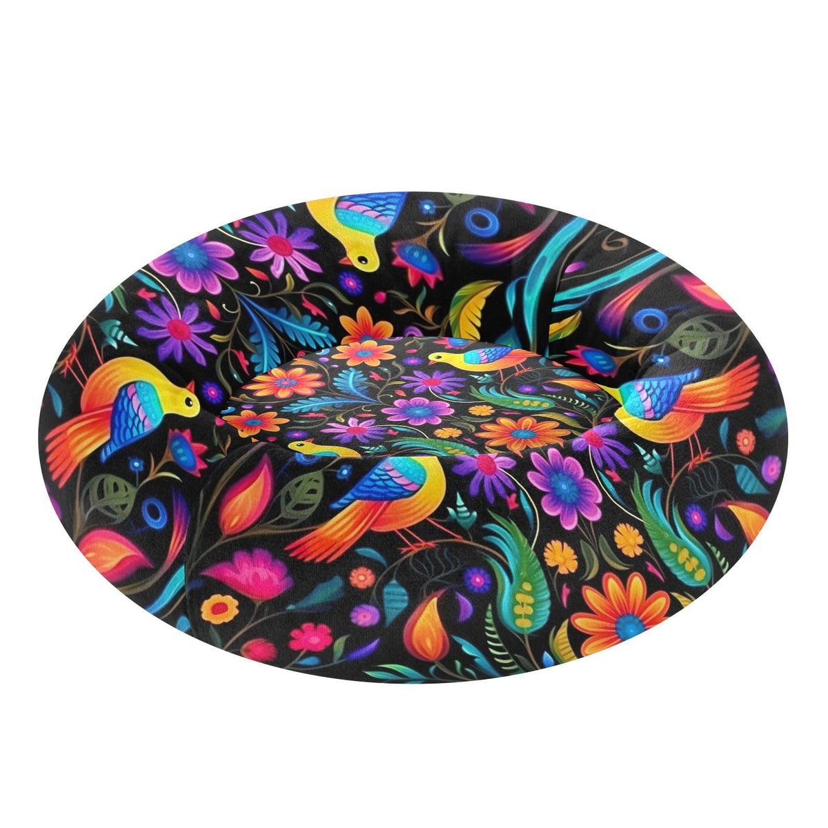 Donut Dog Bed for Small Dogs & Cats - Mexican Art Design Calming Anti-Anxiety Pet Bed with Non-Slip Base, Removable & Machine Washable, 22"