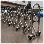 Expandable Mobile Barrier - Retractable Stainless Steel Safety Gate with Wheels - Vehicle Entry Iation Door (Silver 1.5x7m) - Ideal for Secure Access Control