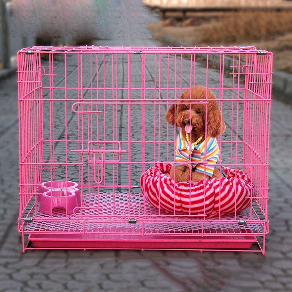Crate Pets Dog Crate Folding Metal Dog Crates Fully Equipped Indoor and Outdoor Pet Cage Pet Supplies Pet Playpen (Medium)