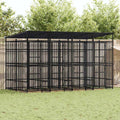 Outdoor Dog Kennel, Steel Exercise Pen & Secure Play Run, Black
