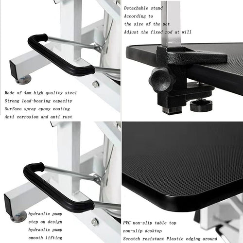 Adjustable Hydraulic Pet Dog Grooming Table Lift, The Bracket Can Be Detached and Lifted Smoothly, and The Surface is Non-Slip (One Color Lotus)