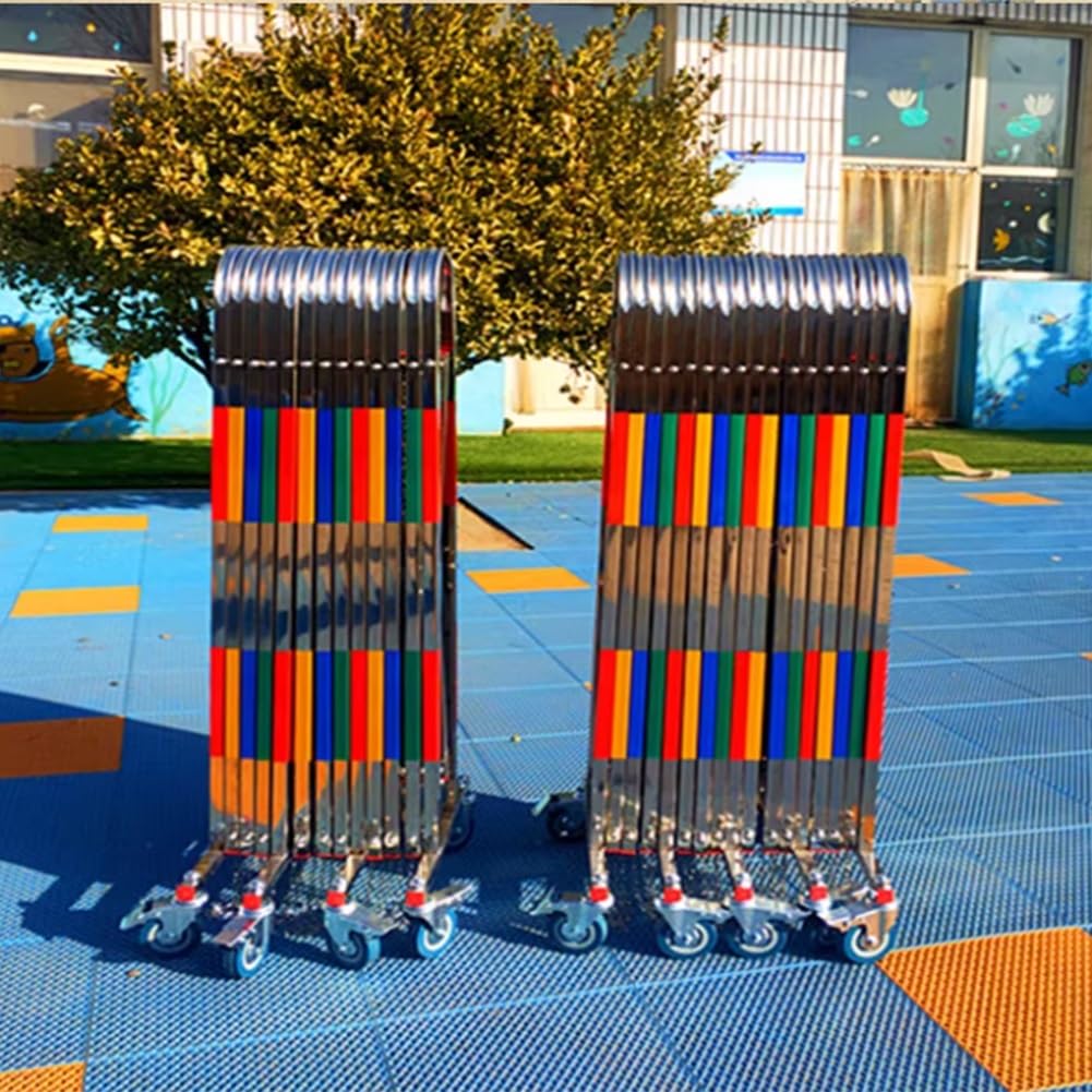 Portable Retractable Traffic Barrier with Wheels - 1.3x7m Expandable Safety Gate for Crowd Control, Event Management, and Secure Area Protection - Flexible Mobile Barrier System