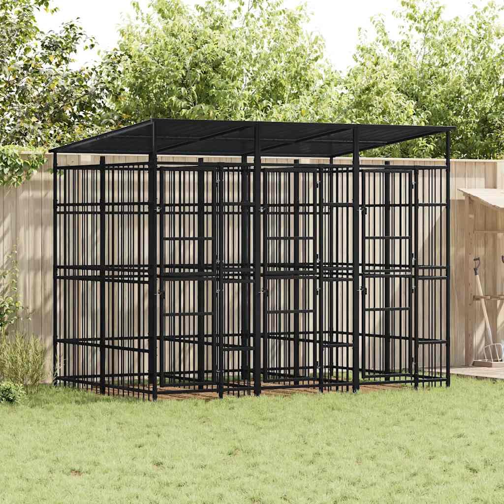 Large Outdoor Dog Kennel, Heavy Duty Powder-Coated Steel Pet Playpen for Backyard, Durable Enclosure for Dogs, Cats and Small Animals, 153.9 x 78.7 x 89.8 Inches