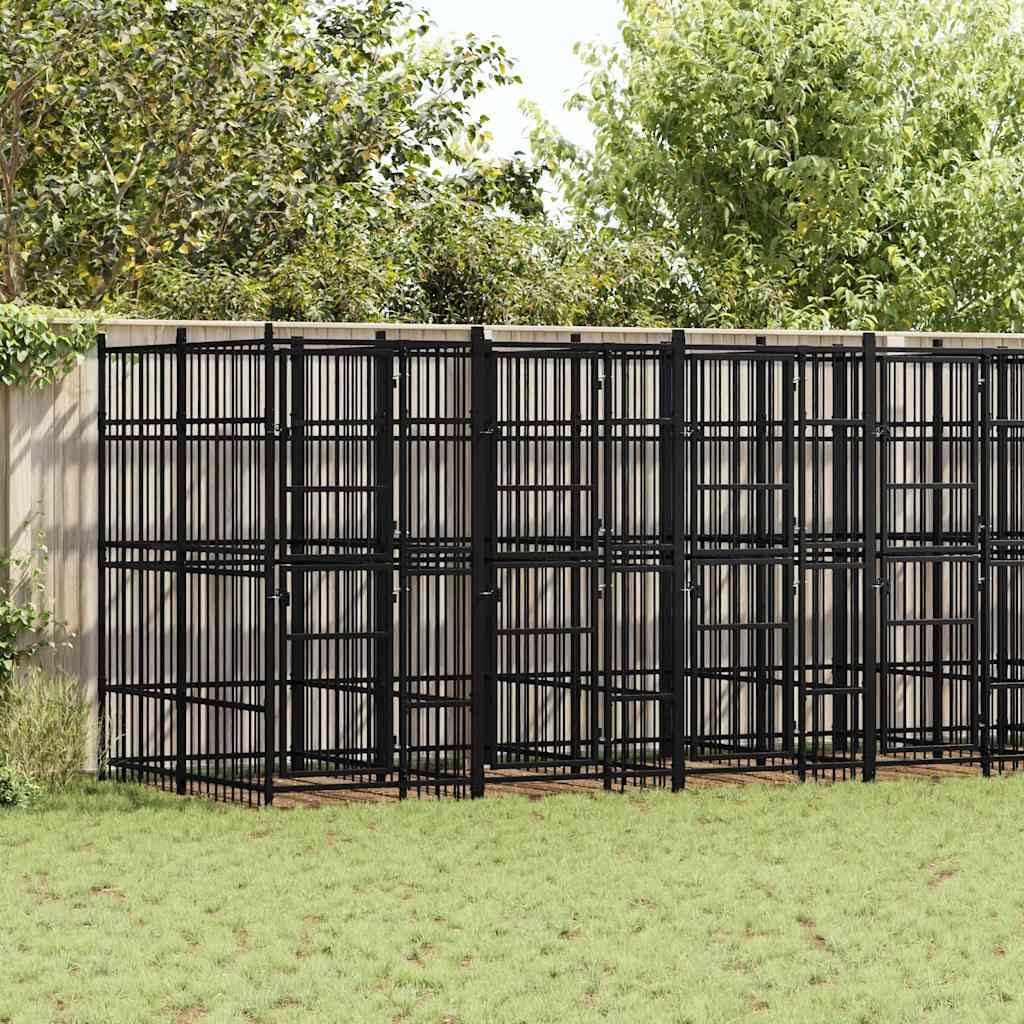 Large Outdoor Dog Kennel, Heavy Duty Powder-Coated Steel Pet Playpen for Backyard, Durable Enclosure for Dogs, Cats and Small Animals, 153.9 x 78.7 x 89.8 Inches