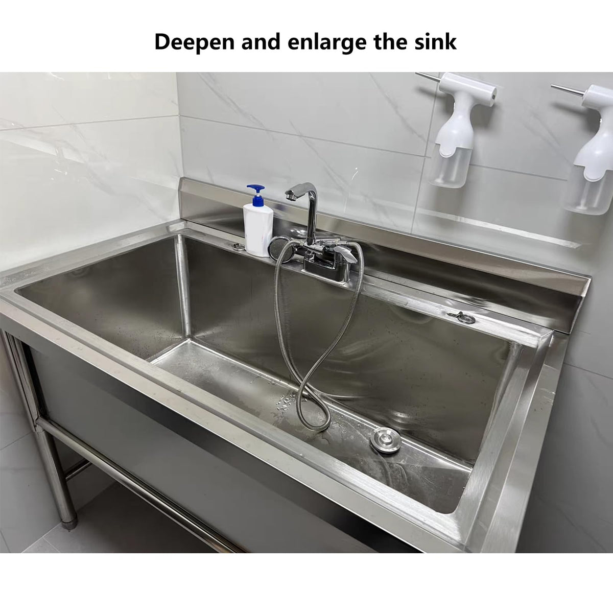 Dog Grooming Tub,Stainless Steel Dog Bathing Station,Professional Pet Dog Bathtub,Washing Sink for Home,Bathtub for Pets,for Large, Medium & Small Pets,with Fau,Depth 30cm/11.8in-120cm/47.2in