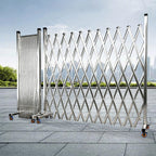 Mobile Stainless Steel Expandable Barrier with Reflective Stripes - Durable Safety Fence for Playgrounds, Parks, Garages - Portable and Easy to Set Up (Blue, 1.2x4.5m)