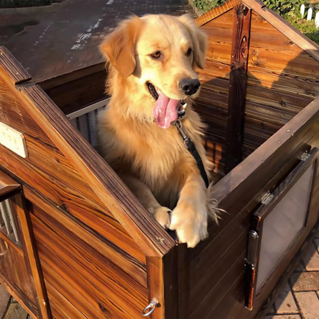 Dog Kennel, Wooden Luxury Dog House, Extra Strong Dog Cage, for Playing and Resting, for Small Medium Large Dogs Indoor Outdoor,A-XXL