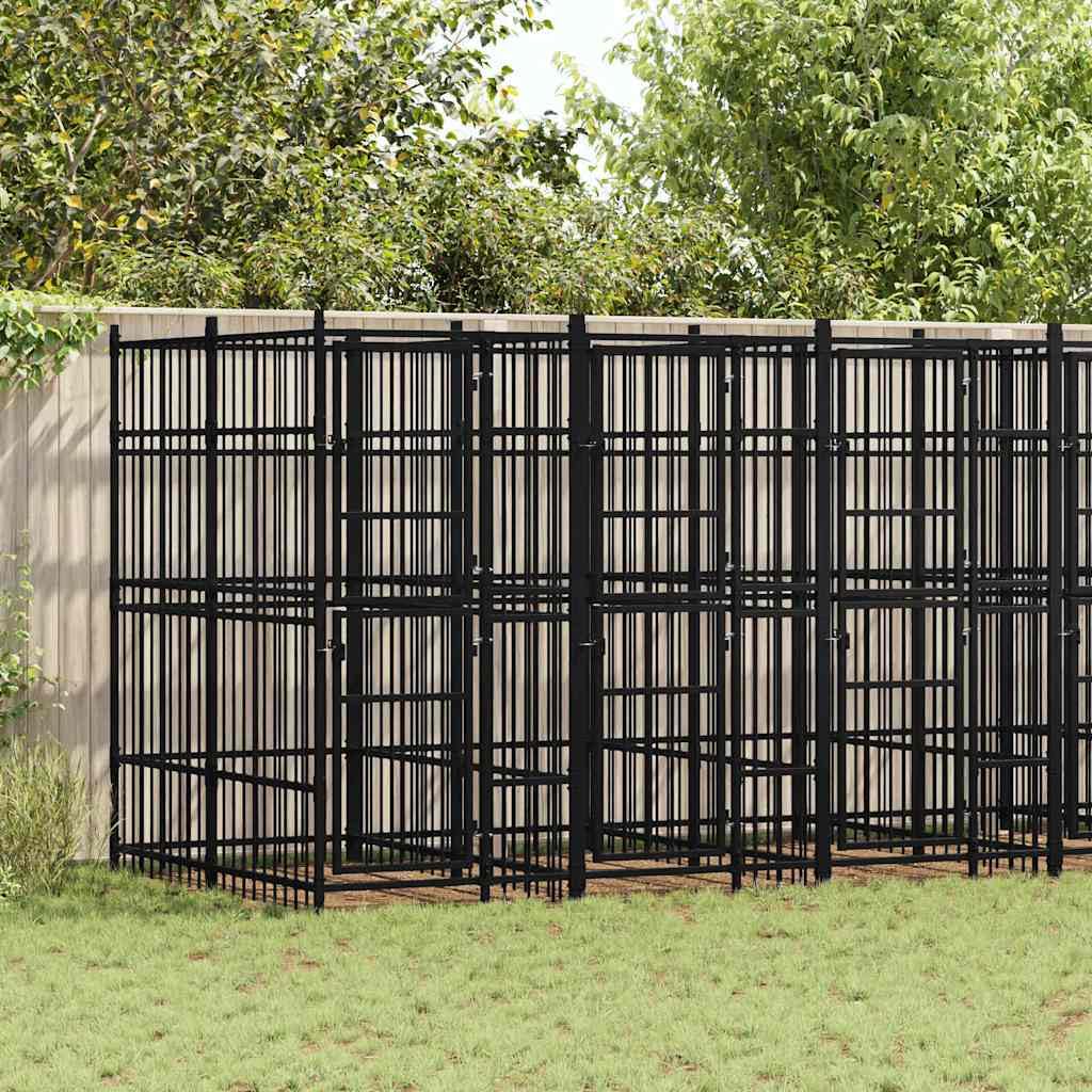 Outdoor Dog Kennel 302.4x75.6x78.7 in Steel Exercise Play Pen