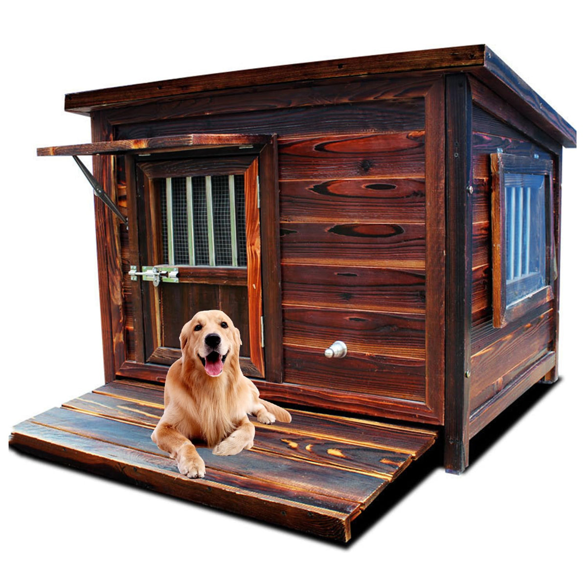 Luxury Wooden Dog Kennel, Extra Strong Dog Cage, Weatherproof, for Small Medium Large Dogs Indoor Outdoor, Dog Kennel for Playing and Resting,4XL