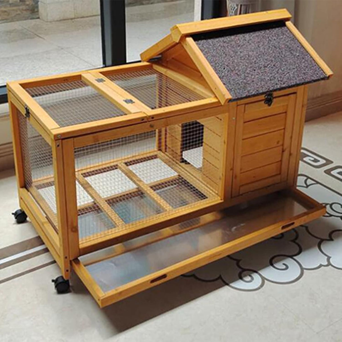 Spacious Pet Villa with Pull-Out Tray for Indoor Breeding,