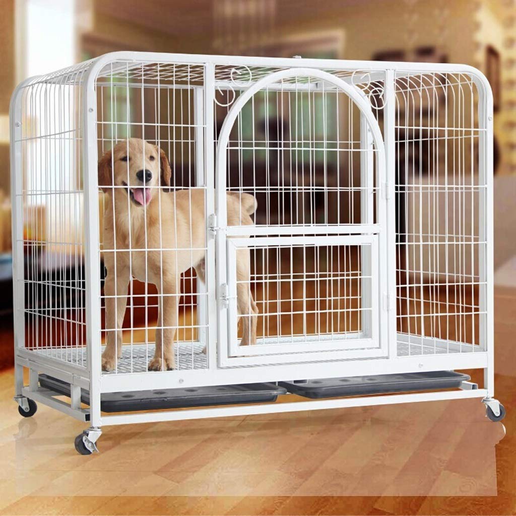 Crate Dog Cage Cat Cage Square Tube Dog Cage Pet Dog Cage Dog House Rabbit Cage Supplies White with Skylight Pet Playpen (Large)