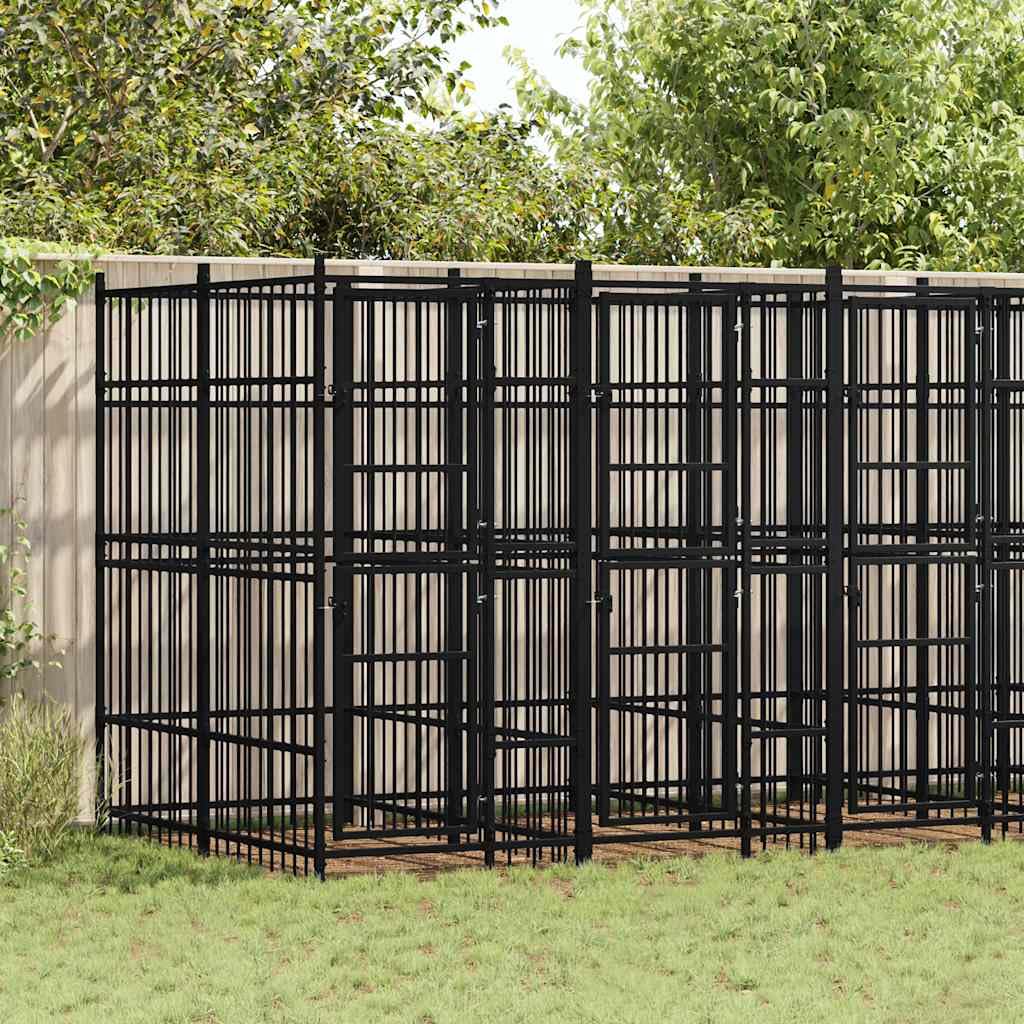 Large Outdoor Dog Kennel, Heavy Duty Powder-Coated Steel Pet Exercise Playpen for Backyard, Weatherproof Metal Dog Run with Secure Locking Gate, 302.4 x 75.6 x 78.7 Inches