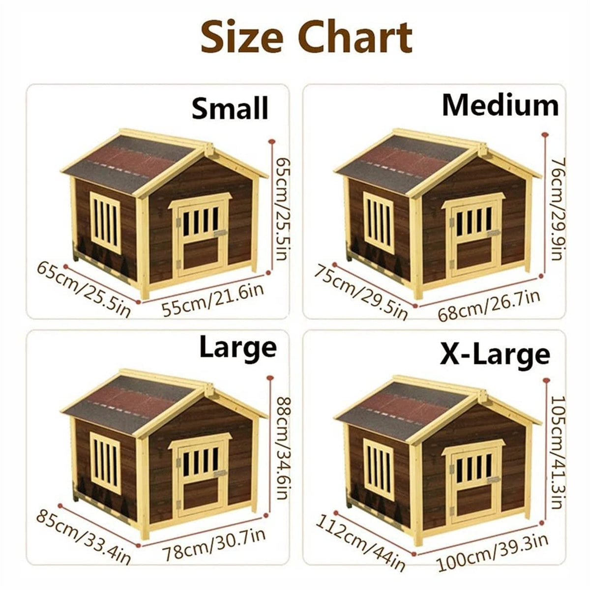 Dog House,Wooden Outdoor Pet Log Cabin Kennel,Weather Resistant Waterproof with Door Flap Drawable Base Plate Home Pet Furniture,for Small Medium Large Animals (Size : Small) ()