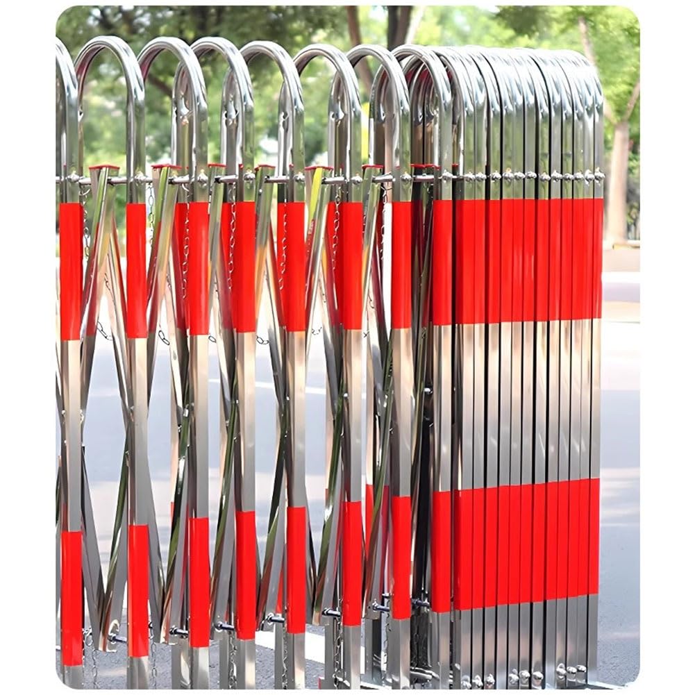 Expandable Folding Security Gate with Wheels, Retractable Stainless Steel Barricade, 1.6x8m Driveway Fence for Home, Garden, Pet Safety, Easy Installation