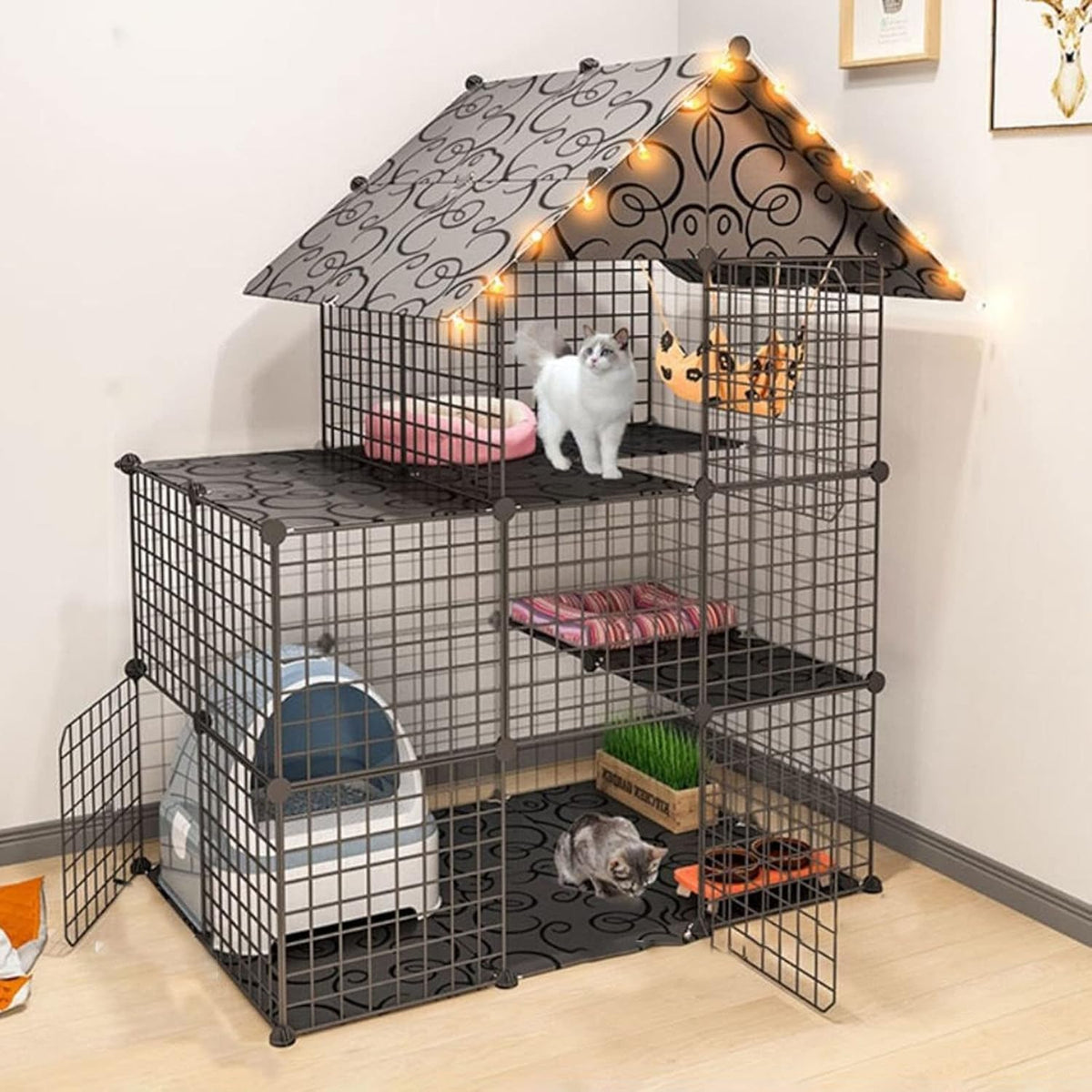 Pet Pen Small Crate for Indoor Pets Pet Crate Indoor Pet Pen with Black Resin Plate DIY Pet Pen