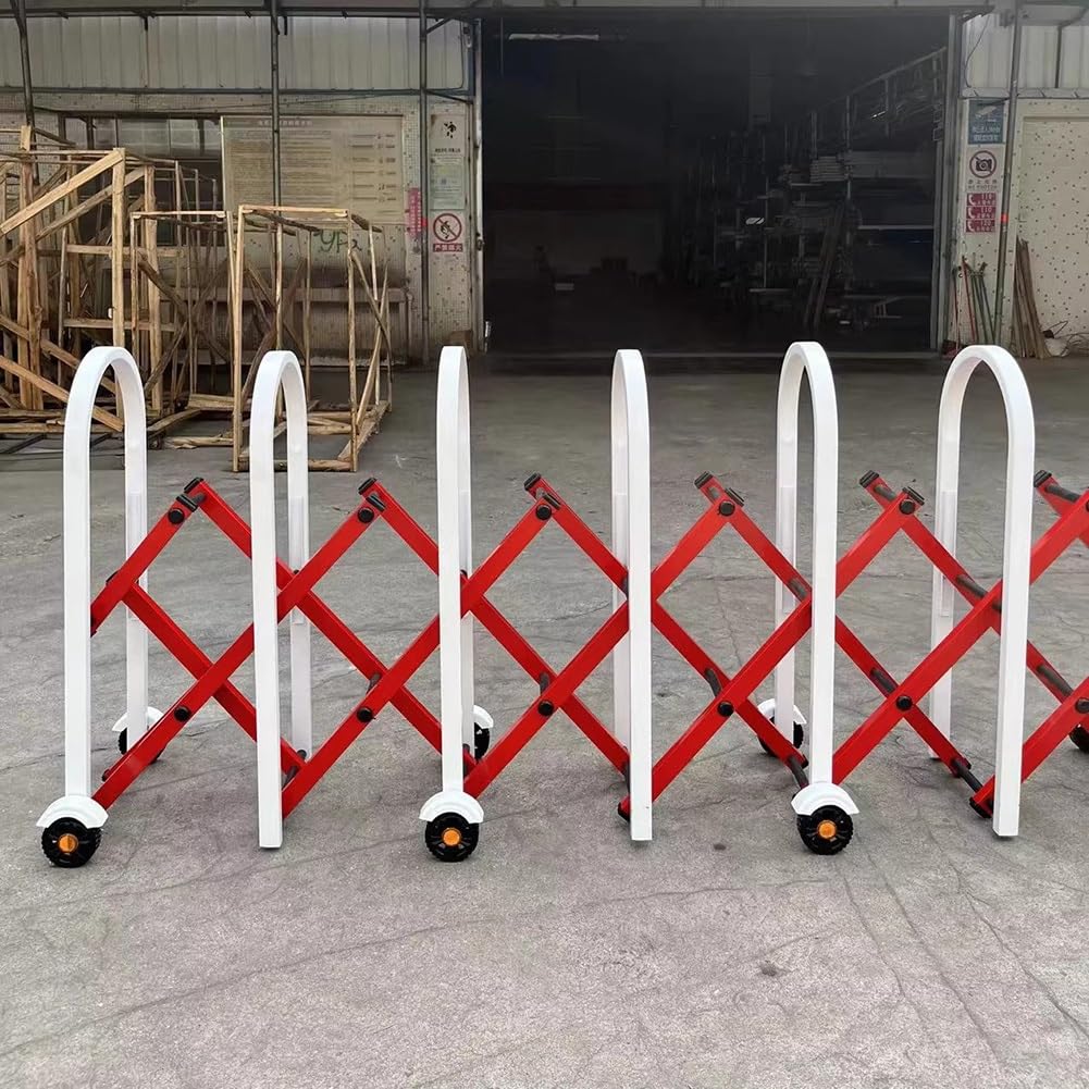 Expandable Mobile Barrier - Retractable Stainless Steel Safety Gate with Wheels - Vehicle Entry Iation Door (Silver 1.5x7m) - Ideal for Secure Access Control