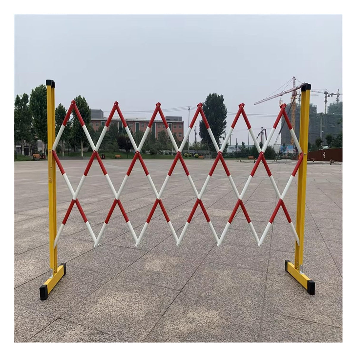 Portable Retractable Folding Barrier Mobile Scissor Gate Traffic Fence for Road Construction Durable Outdoor Safety Barrier - Easy Setup & Highly Visible,Red White-1.2x10m