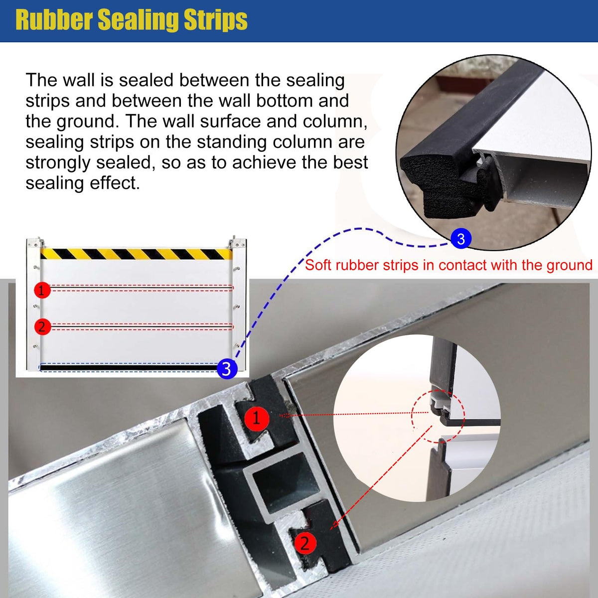 Reusable Aluminum Flood Barriers/Gates for Home Doors, 2 4 6 8 10ft Long Flood Prevention Barrier Water Stopper Shield for Outside/Indoor/Garage Door/Basement/Patio