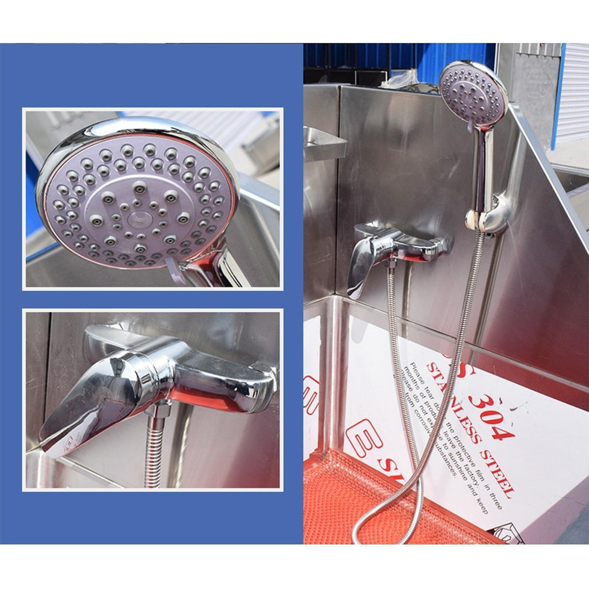 Pet Dog Professional Stainless Steel Grooming Bath Tub,Bathing Station,Large Dog Bathtub with Sliding Door,Washing Sink for Home