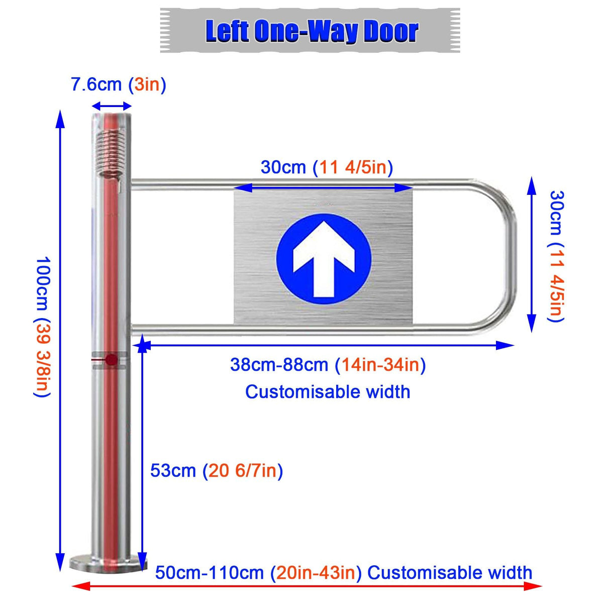 Stainless Steel Automatic Swing Gate, One Way Pedestrian Gate with Spring Loaded Safety Function, Ideal for High Traffic Areas, Enhanced Safety, Durable Design, Easy