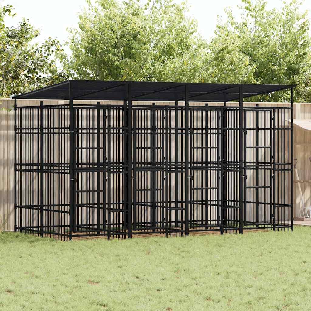 Large Outdoor Dog Kennel, Heavy Duty Powder-Coated Steel Pet Playpen for Big Breeds, Weatherproof Exercise Enclosure for Backyard, 302.4L x 75.6W x 78.7H inches