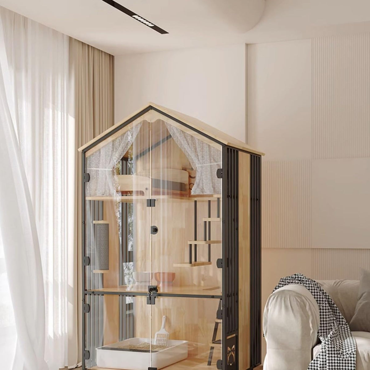 Pet House Villa Cat Villa Nest Household Wood Luxury Large Indoor House Cage Cabinet Does Not Occupy A Toilet Integrated for Home Use