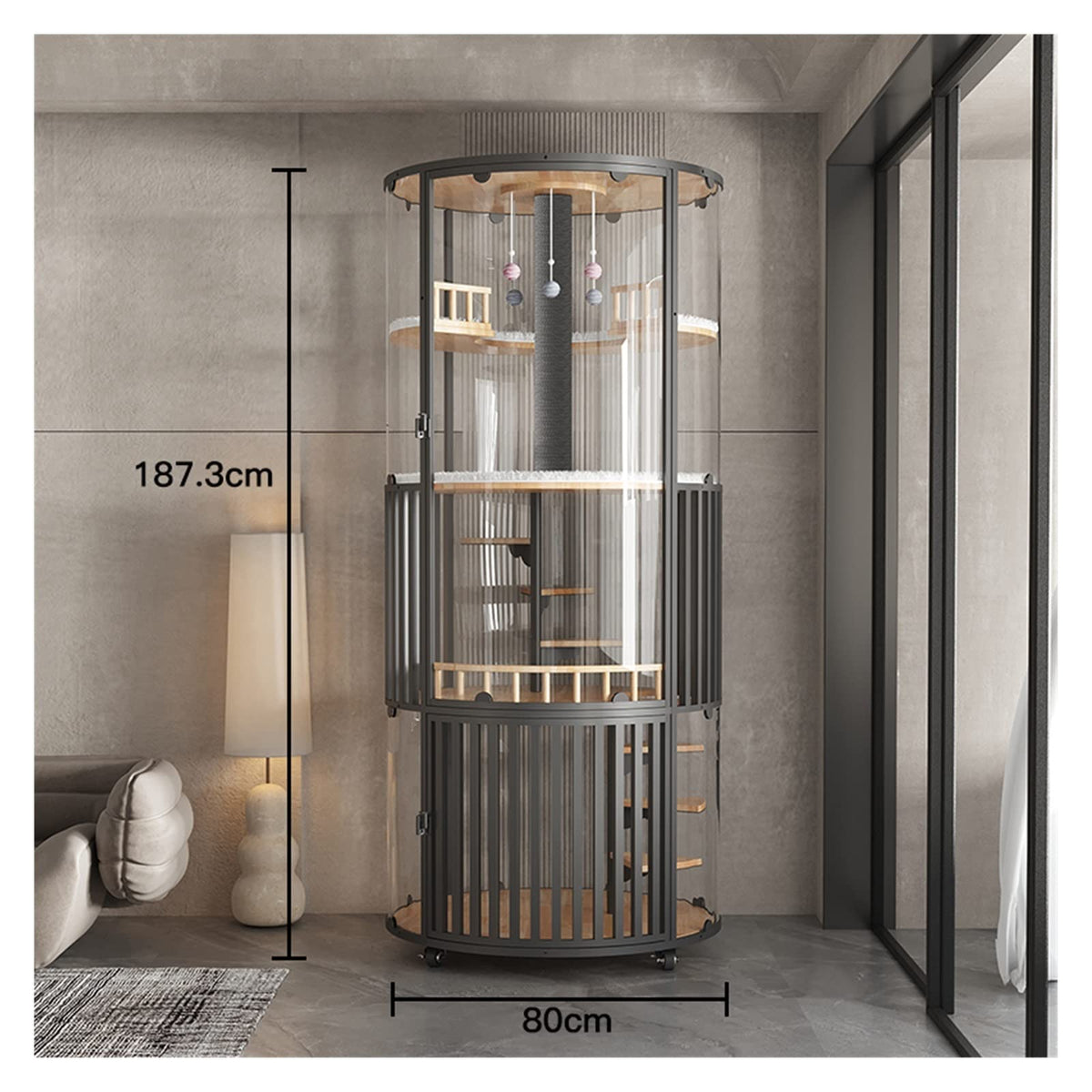 cat Enclosure Panoramic Cat Villa 360° Cage Glass Cabinet