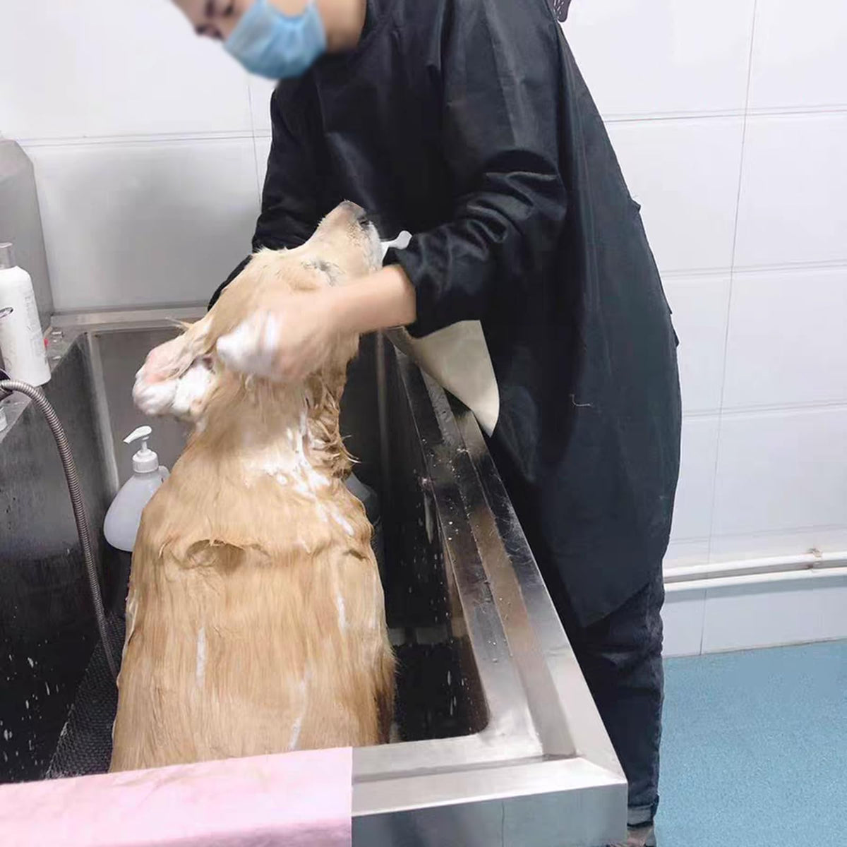 Dog Grooming Tub,Dog Washing Station,Stainless Steel Pet Dog Bathing Station,Professional Pet Dog Bathtub,Pet Wash Station,Washing Sink for Home Right,Dog Tub F,Depth40cm-100 * 60 * 90cm