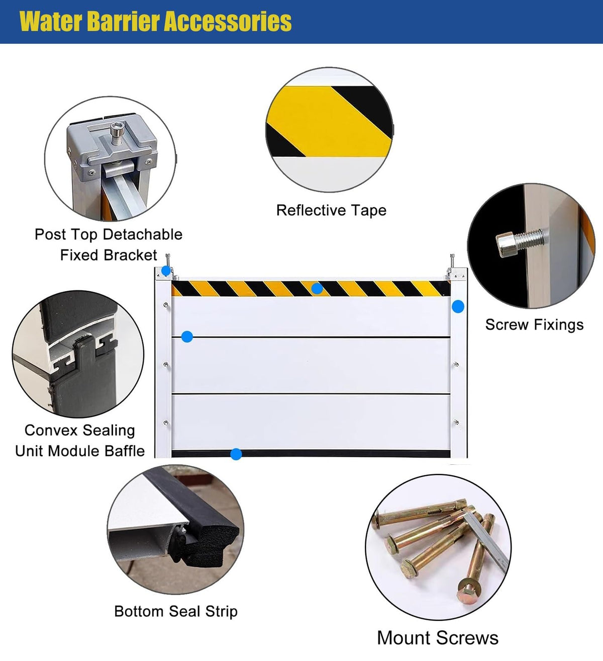 Reusable Aluminum Flood Barriers/Gates for Home Doors, 2 4 6 8 10ft Long Flood Prevention Barrier Water Stopper Shield for Outside/Indoor/Garage Door/Basement/Patio