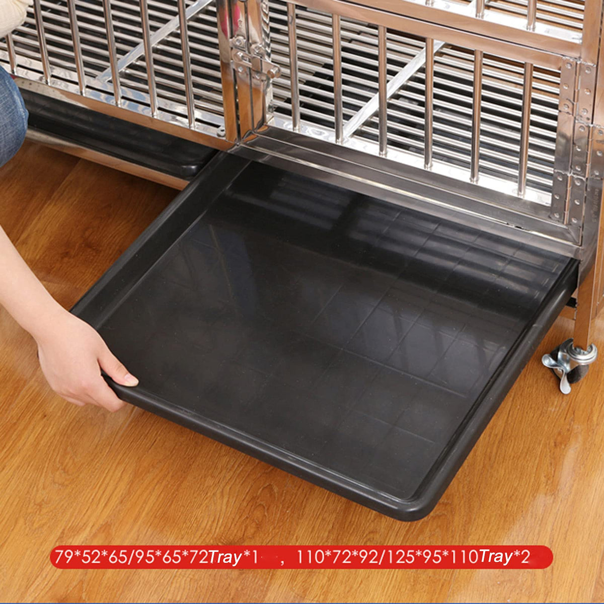 Playpen for Dogs - Dog Pen Indoor Heavy Duty Metal Dog Kennel Pet Cage with Crate Tray and Wheels Foldable Pet Dog Cat Puppy Playpen (95 * 65 * 72cm)