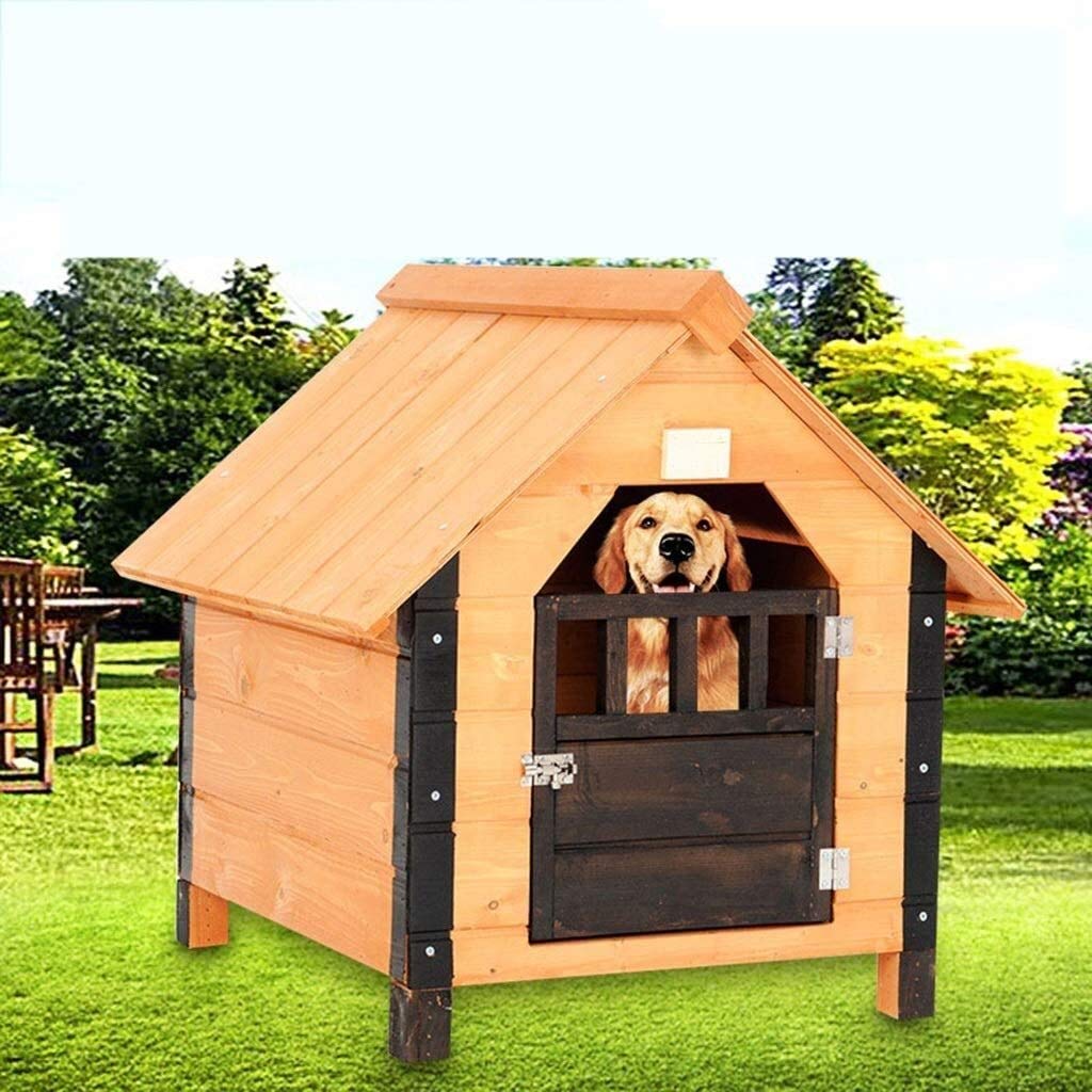 Wooden Doghouse Weather Waterproof Dog Kennel Indoor Outdoor Doghouse Outdoor Rainproof Wooden House Indoor Pet Law Fighting House Wooden Dog House Outdoor (56x49x52cm)