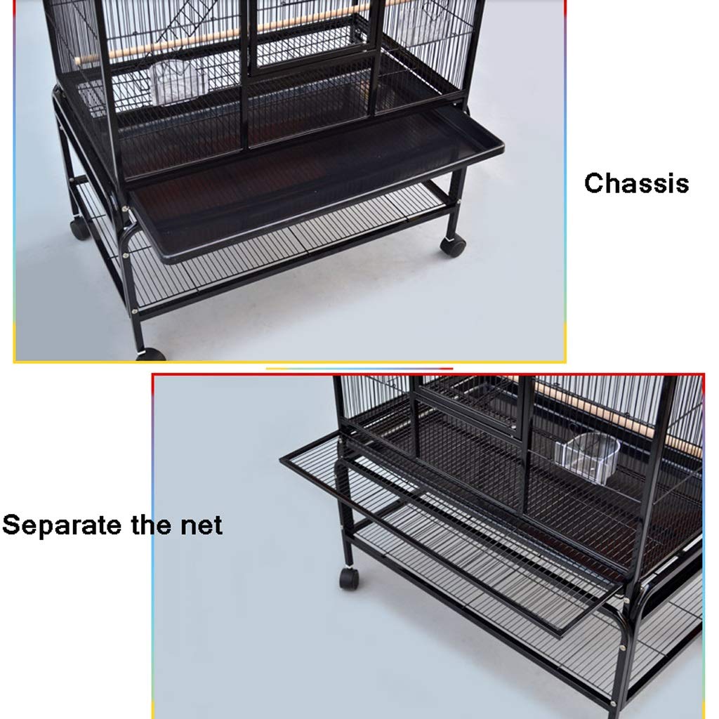 Solid Bird Cage Large Metal Parrot Bird Cage with Wheel, Cockatiel Parakeet Canary Lovebird Budgie Parrot Cage Pet Bird Cage with Ladder Hanging Toys for Lovebirds Finches Parrotlet Bird Cage