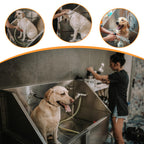 Stainless Steel Dog Washing Station with Anti-Slip Steps, Faucet, and Soap Box – Professional Pet Bathtub for Medium/Small Pets, Ideal for Home, Garage, and Grooming,59IN