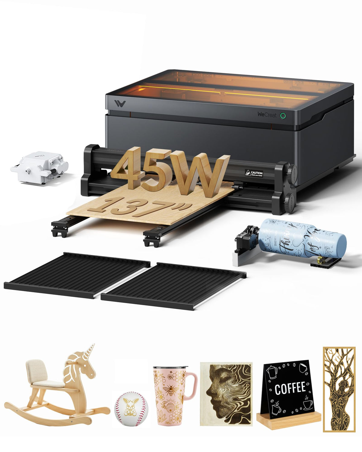 WECREAT Vision Pro 45W Laser Engraver Cutter with 137” Auto Conveyor Feeder