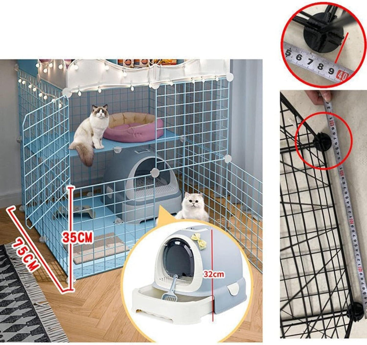 Pet Pen Small Crate for Indoor Pets Pet Crate Indoor Pet Pen with Black Resin Plate DIY Pet Pen