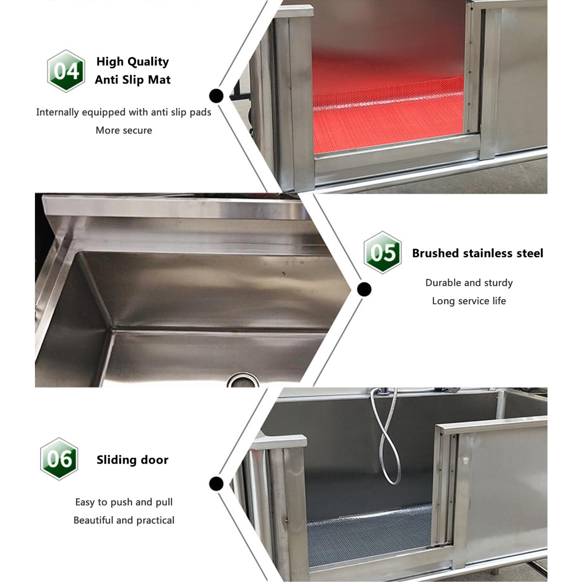 Stainless Steel Professional Pet Dog Grooming Bath TubLarge Dog Bathtub Dog Bathing Station for HomePet Washing Station Sink ShowerSmall Dog Washing StationSliding Door