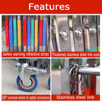 Portable Retractable Traffic Barrier with Wheels - 1.3x7m Expandable Safety Gate for Crowd Control, Event Management, and Secure Area Protection - Flexible Mobile Barrier System